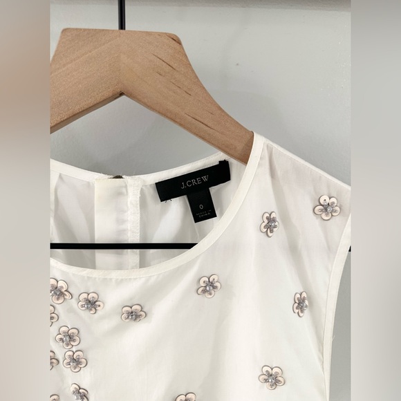 J. Crew Floral Sequin Shell White Size 0 - Picture 5 of 6